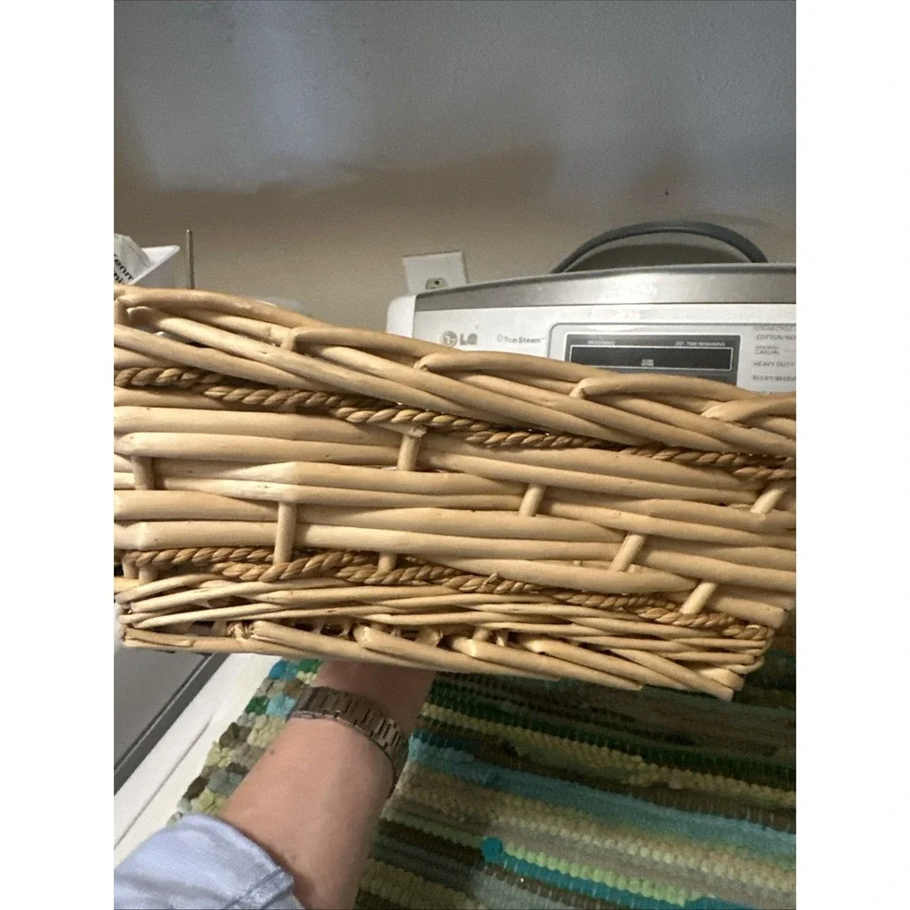 Woven Wicker Rattan Braided Tray Boho Square Rectangle Basket‎ Tray Vintage